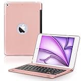 ONHI Ultra-Slim Wireless Keyboard Case for iPad Mini 4 / Mini 5, Durable Plastic Alloy Shell, Smart Folio Case with Auto Sleep/Wake Function, Silent Typing Experience (iPad Mini 4/5 Rose Gold)