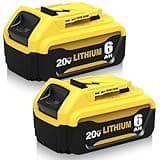 2-Pack DCB206 6.0Ah Replacement for Dewalt 20V Battery Compatible with Dewalt 20 Volt Lithium-ion Battery Max DCB200 DCB201 DCB203 DCB204 DCB207 DCB181 DCB180 DCD/DCF/DCG Series Power Tools (Yellow)