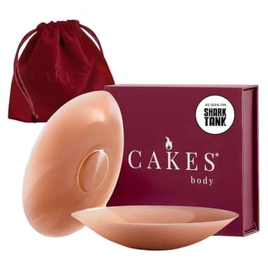 CAKES Body® sticky Circle Nipple Covers for Women - The Viral Sticky Boobs With an Adhesive-free nip nook™ - Silicone Nipple Covers with Travel Pouch - Caramel, OG Size (B-DD)