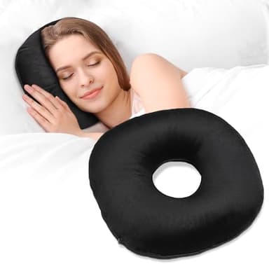 coceyese Ear Piercing Pillow for Side Sleepers with Ear Hole, Donut Pillow for CNH and Ear Pain Ear Inflammation Pressure Sores, Ear Guard Pillow…