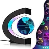 Poojaed Magnetic Levitating Floating Globe with Multicolor LED Lights, Cool Gadgets C Frame Floating Globe for Office Home Desk Decor, Cool Tech Item for Men Father Husbands Boys
