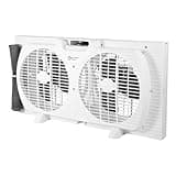 Comfort Zone Window Fan for Bedroom, 9 inch 3 Speed Dual Fans with Auto-Locking Expanders, Window Exhaust Fan, Removeable Bug Screen, White