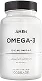 Amen Omega-3 Supplement - 1500mg High-Potency Daily Omega 3 - EPA and DHA Fatty Acids Fish Oil - 45-Day Supply - Fatty Acid Supplements - Fish Oil Pills - Non-GMO - 90 Soft Gels Capsules