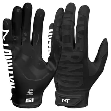 Nxtrnd G1 Pro Men's Football Gloves, Adult Sticky Receiver Gloves (Black, X-Large)