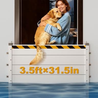LGuotine Flood Barriers for Home, Removable and Reusable Flood Barrier, Height-Adjustable Water Barriers for Flooding (L3.5ft x H31.5in)