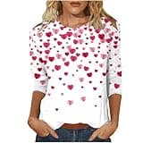 Deals with Coupons and Promo Codes Buy Returns Items from Card Balance Ebay.com Vintage Tees for Women Valentine's Day 3/4 Sleeve Shirt Casual Valentines Long Sleeve Pullover Top