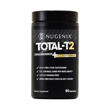 Nugenix Total-T2 - Testosterone Booster and Nitric Oxide Booster for Men, Tesnor, S7, ElevATP, Tongkat, Citrulline, Nitric Oxide and Testosterone Supplement for Men (90 Count)