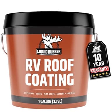 Liquid Rubber RV Roof Sealant- Professional-Grade Solar Reflective Flexible Waterproof Membrane Coating for EPDM, TPO, Fiberglass & Aluminum Camper & Travel Trailers- Brilliant White, 1 Gallon