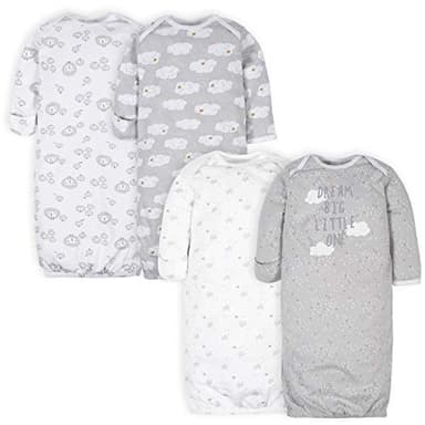Gerber GerberUnisex Baby4-Pack Sleeper GownSheep Grey0-6 Months