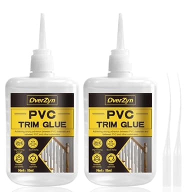 OverZyn 2 Pack PVC Cement, PVC Trim Adhesive, PVC Glue, Trims Adhesive High Bond Strength Low Whitening Fast Drying Application for External and Internal Metal and Plastic, 1.69oz