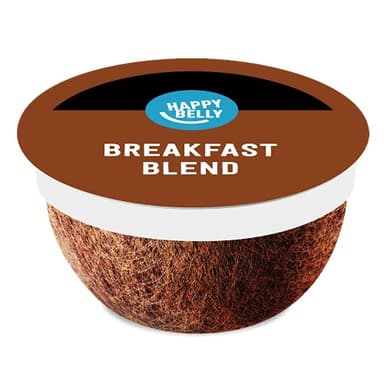 Amazon Brand - Happy Belly Breakfast Blend Compostable Coffee Pods, Light Roast, Compatible with K-Cup Brewer, 96 Count