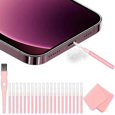 Phone Charging Port Cleaning Tools Kit, Speaker Port Cleaner kit fit for iPhone Phone, Cleaning Kit fit for Cell Phone Earbuds, USB C Cleaning kit, Pink Kit Very Suitable for Women, Stocking Stuffers
