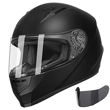 GLX GX11 Compact Motorcycle Helmet - Matte Black, Large - Full Face w/ Tinted Visor, DOT Approved