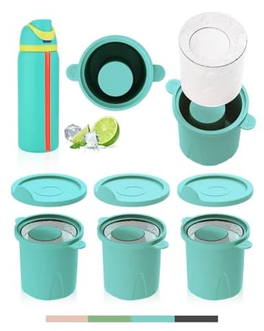 Ice Molds for Owala 24-40oz, Set of 3, Food-Grade Soft Silicone, No White Residue, Easy to Release, Straw Placement Compatible with Owala FreeSip, Keeps Drinks Cold Longer (Light Blue)