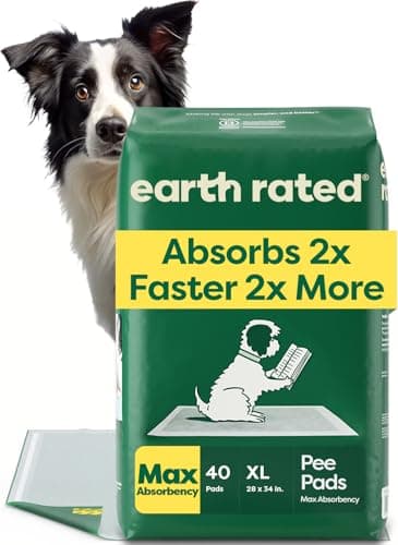 Earth Rated Max Absorbency Puppy Pee Pads for Dogs Absorbs 2X Faster & 2X More, Leak-Proof, Odor Control Potty Training, Unscented, XL, 28” x 34”, 40 Count