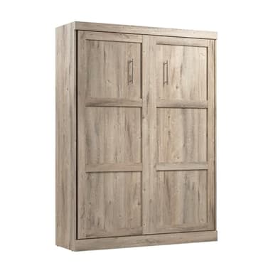 Bestar Pur Queen Size Murphy Bed in Rustic Brown, 65-inch Space-Saving Sleeping Arrangement for Multipurpose Area, Bedroom, Guest Room, or Living Room