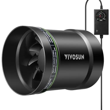 VIVOSUN 6" Inline Exhaust Fan & Speed Controller, Low Noise Workshop 345 CFM Duct Fan for HVAC Ventilation, Vent Booster Fan in Grow Tents, Basements, Bathrooms, Kitchens, Attics and 3D Printer