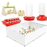 GIFANK Chick Brooder Box Starter Kit with Chick Perch,flip Top Poultry Feeder, 1l Chick Feeder and Waterer Kit, Baby Chick Starter Home Kit, Baby Chicken Supplies for Baby Chick, Duck and Quail