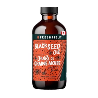 Freshfield Black Seed Oil, Tested Cold Pressed Nigella Sativa, High Thymoquinone (min 1.6%) and p-Cymene, Ultra Strength, Vegan, 100% Pure and Natural Black Cumin Seed Oil Supplement, 8oz Liquid