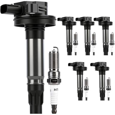 Autoexact Ignition Coil Pack and Iridium Spark Plugs Kit Fit for Ford 2011-2017 Explorer 2007-2016 Edge F150 Taurus Mustang Flex Mazda CX-9 Lincoln MKX MKZ 3.5L 3.7L V6, Replaces UF595 90083 6 Sets