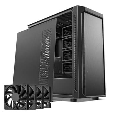 DARKROCK Classico Max Storage Master E-ATX Computer Case with 4x120mm Black Fan, 10 x3.5 HDD+3 x2.5 SDD USB 3.0 Ready, 360mm Radiator Supported, Vertical Slots for GPU Vertically Mount - Black