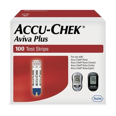Accu-Chek Aviva Plus Test Strips for Diabetic Blood Glucose Testing (Pack of 100)