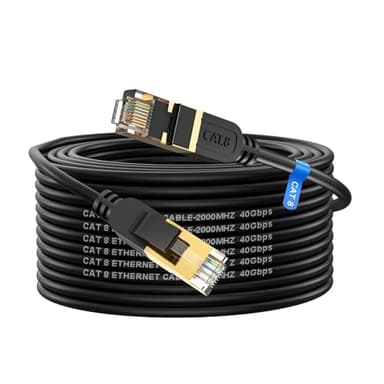Cat 8 Ethernet Cable, 75FT High Speed Heavy Duty 26AWG Cat8 LAN Network Cable 40Gbps, 2000Mhz with Gold Plated RJ45 Connector, Outdoor&Indoor Internet Cable Compatible for Router Gaming Modem Xbox