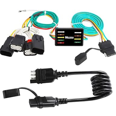 MECMO 4 Way Flat Extension Cord with 4-Pin Trailer Wiring Harness for 2018-2023 Jeep Wrangler JL/JLU, 2020-2023 Jeep Gladiator JT