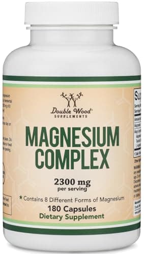 Magnesium Complex Supplement 180 Capsules (426mg Elemental Magnesium Provided by 2,300mg of Eight Different Forms of Magnesium) MAG-8 Provides 100% Daily Recommended Value of Magnesium by Double Wood
