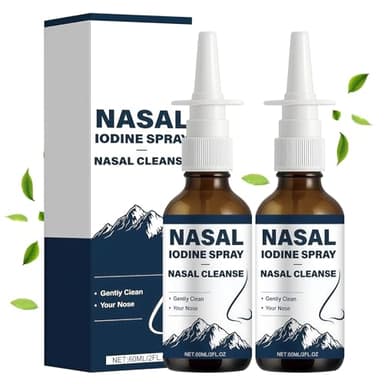 Timeno Iodine Nasal Spray, Non-Medicated Mist with Iodine & Fulvic Acid, Fine Mist for Daily Nasal Cleanse, Dry Air & Travel Use (2pcs)