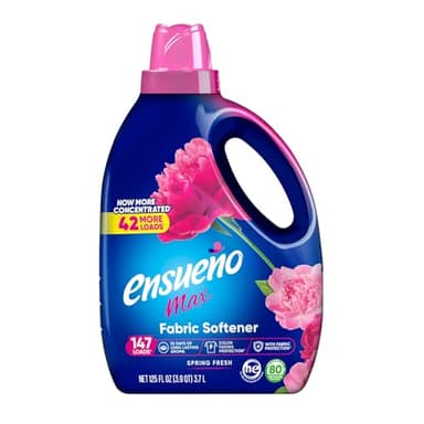 Ensueño Max Liquid Fabric Softener - Spring Fresh Scent - 125 fl oz - Color-Safe Fabric Softener Liquid - Softens 147 Loads - Reduces Wrinkles & Static