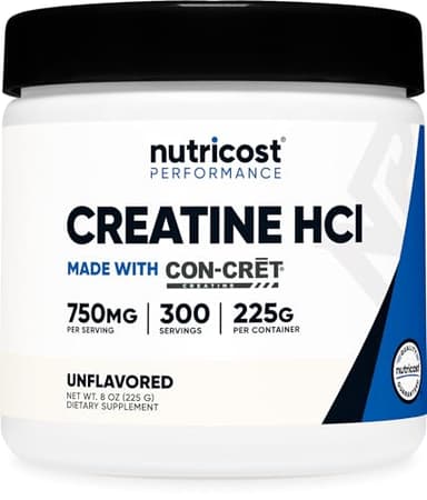 Nutricost Creatine HCl Powder (8 OZ) - Made with CON-CRET Creatine, 300 Servings
