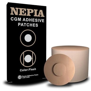 Nepia 30 Pcs Flesh CGM Sensor Patches | Waterproof Adhesive for Dexcom G7/Libre1 2 3/Enlite | 14 Days Long-Lasting Protection | Sweatproof Sensor Covers with Comfortable Fit for Active Lifestyle