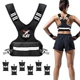 FUFF Adjustable Weighted Vest for Women & Men,4-10lb Vest with 6 Ironsand Weights for Strength Training,Weight Vest with Reflective Strip for Running Walking Exercise Workout
