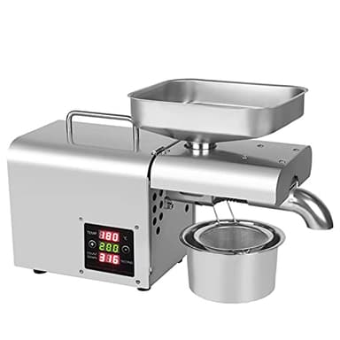 Commercial Automatic Oil Press Machine, 610W Cold Hot Press Stainless Steel Seed Oil Maker, 50-250℃ Temperature Adjustable, Electric Oil Press Machine for Peanut Sesame Canola Soybean Sunflower Seeds