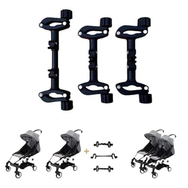 Twin Stroller Connector Side by Side, Universal Stable Baby Stroller Pushchair Connectors Detachable Adjustable Two Single Strollers into a Double Stroller