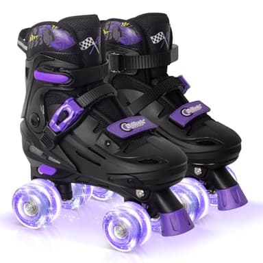 Nattork Adjustable Roller Skates for Kids Boys Girls- Teen Youth Age 8-12 10 11 12 Cool Racing Car Indoor Outdoor Gift Idea for Birthdays Christmas Purple