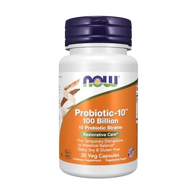 NOW Foods Supplements, Probiotic-10™, 100 Billion, with 10 Probiotic Strains,Dairy, Soy and Gluten Free, Strain Verified, 30 Veg Capsules