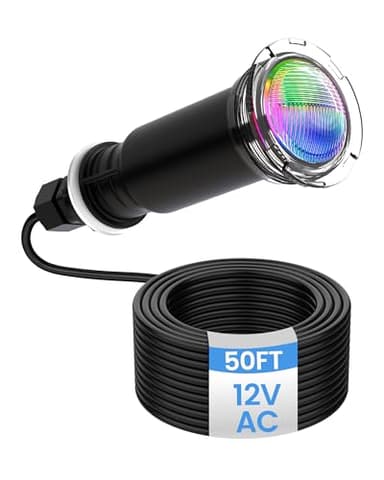waveejovi 1.5 Inch RGBW LED Ingroud Pool Light with 50ft Cord, 12VAC Multicolor Spa Light Compatible with Pentair GloBrite, IP68 Swimming Pool Lights for Replacement & Underground Pool Light Upgrade