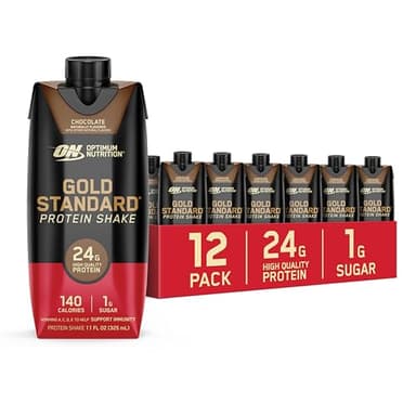 Optimum Nutrition Gold Standard Protein Shake, 24g Protein, Ready to Drink Protein Drinks, Chocolate, 11 Fl Oz, 12 Count (Pack of 1) (Packaging May Vary)