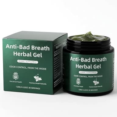 Anti-Bad Breath Herbal Gel Supplement, Internal Freshening Formula with Parsley, Green Tea, Lemon Balm, Clove Bud Oil, Peppermint Oil & Chlorophyllin, Natural Mint Flavor (1PCS)