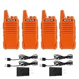 Retevis RT22 Rechargeable Walkie Talkies, Long Range Two Way Radio for Adults,Portable Handheld Radio,Voice Activated, Emergency Alarm,Upgraded Type-c Charing,Outdoor Hiking Travel(4 Pack, Orange)