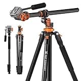 K&F Concept 90 inch/230cm Overhead Camera Tripod, Horizontal Shooting Video Tripods with Fluid Head Heavy Duty 10KG Load Capacity, Detachable Monopod, for Indoor and Outdoor Use T254A7+FH-03