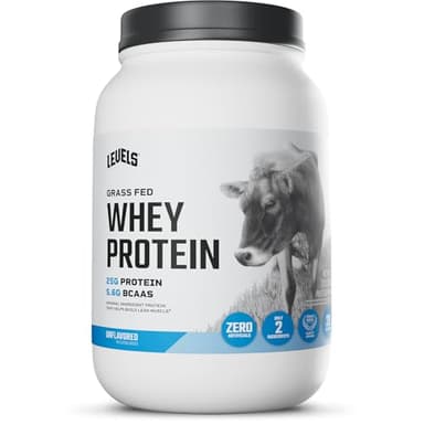Levels Grass Fed Whey Protein Powder, No Artificials, 25G of Protein, Unflavored, 2LB