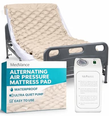 MedVance Premium Alternating Air Pressure Mattress Pad with Ultra Quiet Alternating Pump, Hospital Bed Mattress Topper, Mattress Topper for Hospital Bed, Bed Sore Prevention