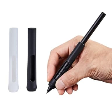 Silicone Pen Grip Holder Pen Stand Holder Compatible with Wacom Pro Pen 3 PTK470, Ergonomic Tablet Pen Protective Sleeve, Offers Shock Absorption and Anti-Slip Grip (White+Black)