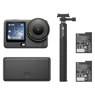 DJI Osmo Action 6 Enhanced Combo, Action Camera with 1/1.1″ Square Sensor, Variable Aperture of f/2.0–f/4.0, Extended Battery Life with 2 Batteries, Action Camera 8K for Extended Outdoor Filming