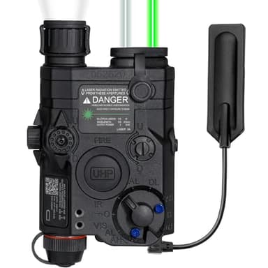 ACTIONUNION Airsoft PEQ-15 Pro IR Laser + UHP Visible Green Laser + White LED Flashlight (Black)