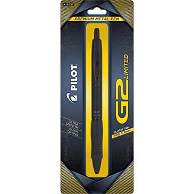 PILOT G2 Limited Refillable & Retractable Rolling Ball Gel Pen, Fine Point, Matte Black Barrel, Black Ink, Single Pen (15238)