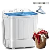 Erivess Compact Mini Twin Tub 18lbs Washing Machine with Drying Rack, 11 lbs Washer Mini Compact Laundry Machine and 7 lbs Spinner, Convenient and Efficient for Dorms, Apartment